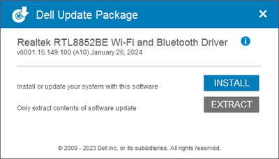 Realtek RTL8852BE WiFi 6 802.11ax PCIe Adapter drivers 6001.15.149.100