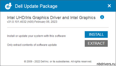 Intel UHD Graphics drivers version 31.0.101.4032 for Dell