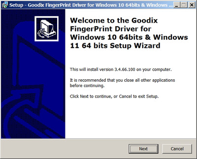 Goodix / Lenovo Fingerprint Drivers 3.4.66.100