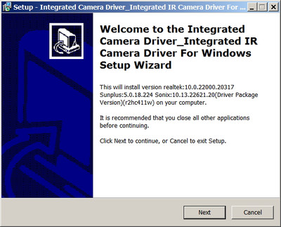Sunplus Integrated Camera driver version 5.0.18.224 WHQL