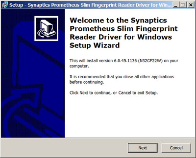 Synaptics / Lenovo Fingerprint Reader Drivers 6.0.45.1136