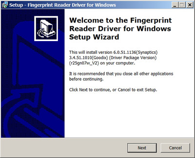 Goodix / Lenovo Fingerprint Drivers 3.4.51.1010