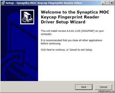 Synaptics MOC Keycap Fingerprint Reader Drivers 6.0.61.1105