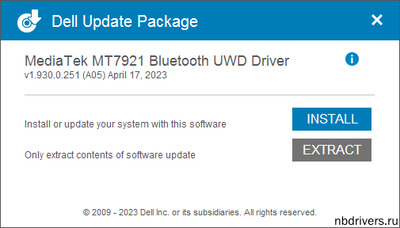 MediaTek MT7921 Bluetooth Adapter drivers 1.930.0.251