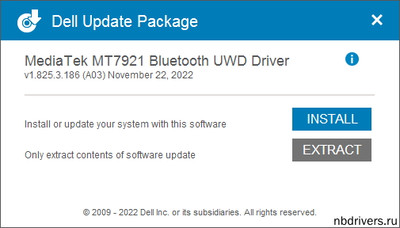 MediaTek MT7921 Bluetooth Adapter driver for Dell
