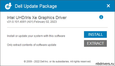 Intel UHD Graphics drivers version 31.0.101.4091 for Dell