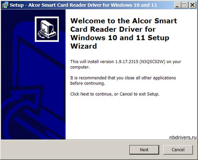 Alcor Micro / Alcorlink USB Smart Card Reader drivers 1.9.17.2315