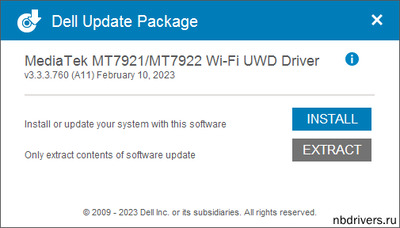 MediaTek Wi-Fi 6E MT7922 160MHz Adapter drivers 3.3.3.760