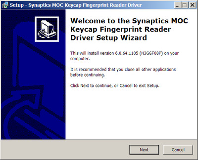 Synaptics / Lenovo Fingerprint Reader Drivers 6.0.64.1105