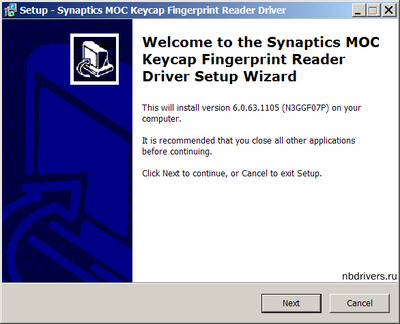 Synaptics / Lenovo Fingerprint Reader Drivers 6.0.63.1105