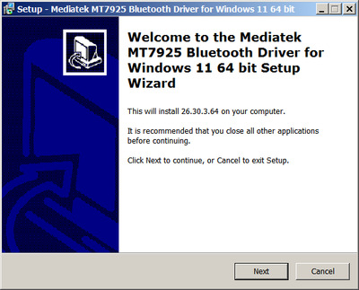 MediaTek MT7927 Bluetooth / WLAN drivers 26.30.3.64