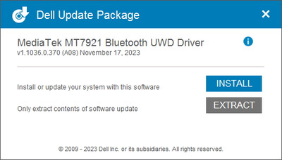 MediaTek MT7921 Bluetooth Adapter drivers 1.1036.0.370