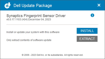 Synaptics / Dell Fingerprint Reader Drivers 6.0.17.1103
