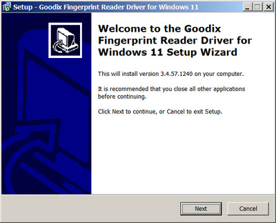 Goodix / Lenovo Fingerprint Drivers 3.4.57.1240