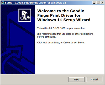 Goodix / Lenovo Fingerprint Drivers 3.4.52.1020
