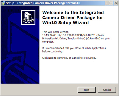 Realtek Camera drivers for Notebooks 10.0.22000.20294 WHQL