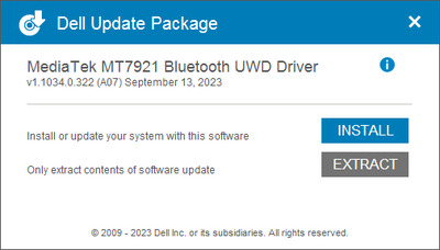 MediaTek MT7921 Bluetooth Adapter drivers 1.1034.0.322