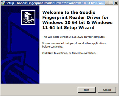 Goodix / Lenovo Fingerprint Drivers 3.4.55.2020