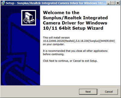 Sunplus / Lenovo Integrated Camera Driver 5.0.18.166 WHQL